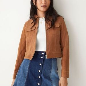 & other stories suede leather cropped jacket